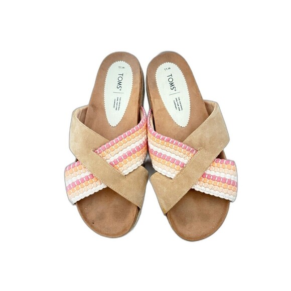 TOMS Womens Paloma Sandal Wide Fit Honey Suede Open Toe Slide Sandals 11 W - Picture 1 of 8